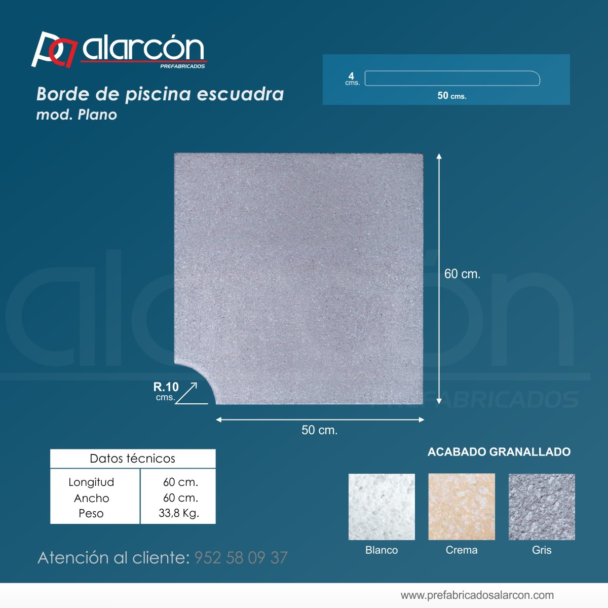 BORDE DE PISCINA ESCUADRA (modelo plano)