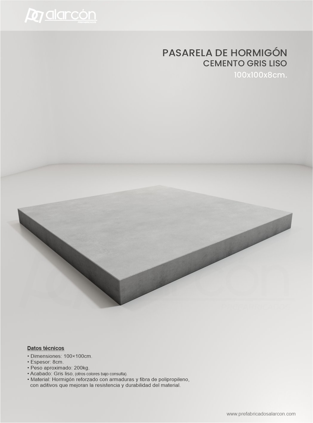 PASARELA DE HORMIGÓN LISO 100X100CM
