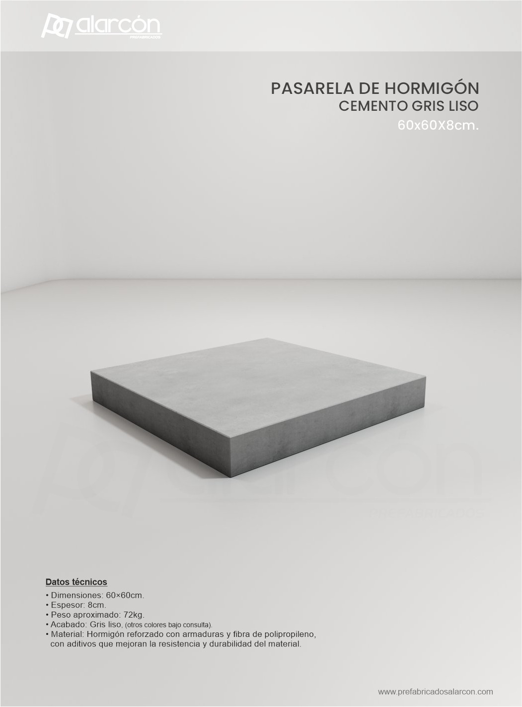 PASARELA DE HORMIGÓN LISO 60x60CM
