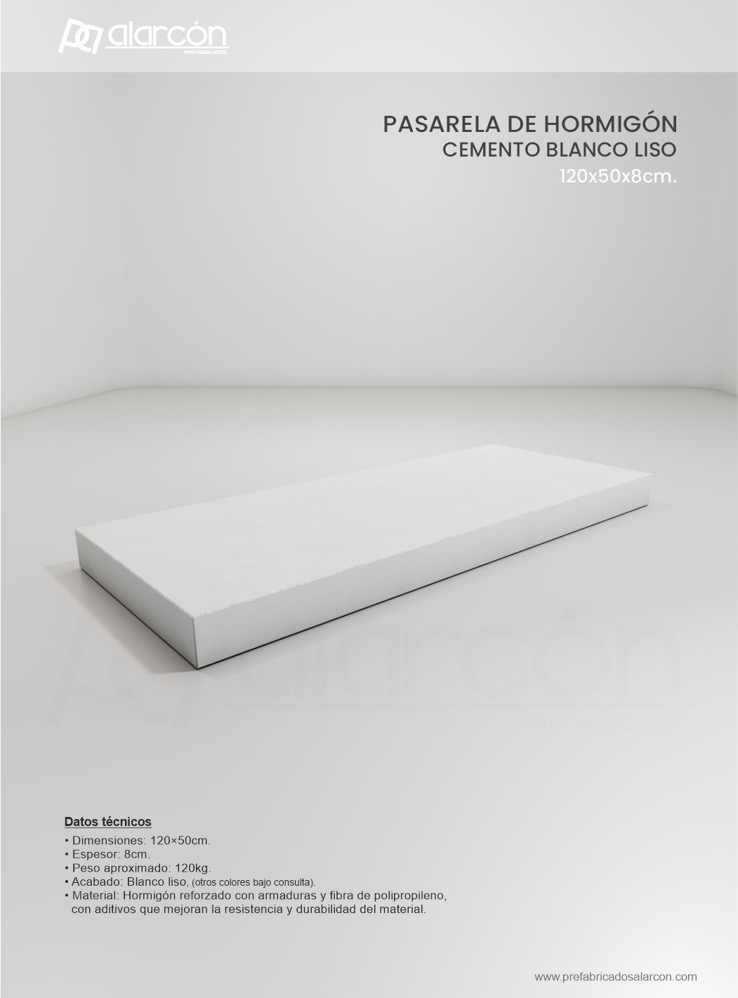 PASARELA DE HORMIGÓN LISO 120x50CM