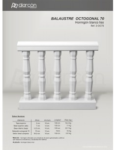 Ml. Balaustre octogonal 70cm.